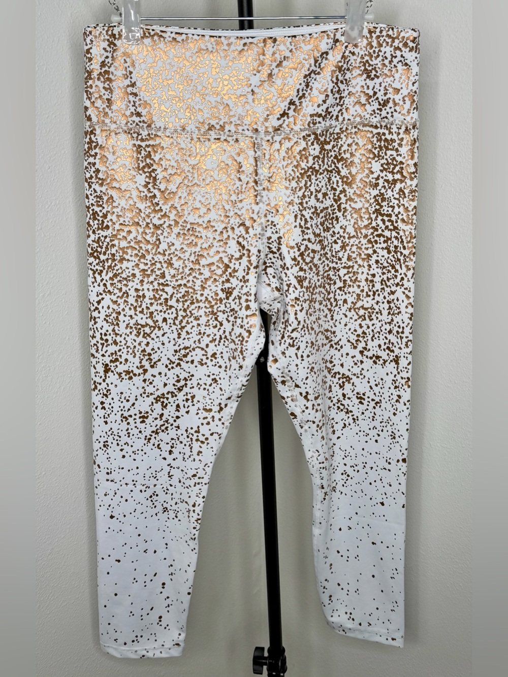 ZYIA Active White Stay Gold High-Rise Leggings Metallic Gold Speckle Size 12